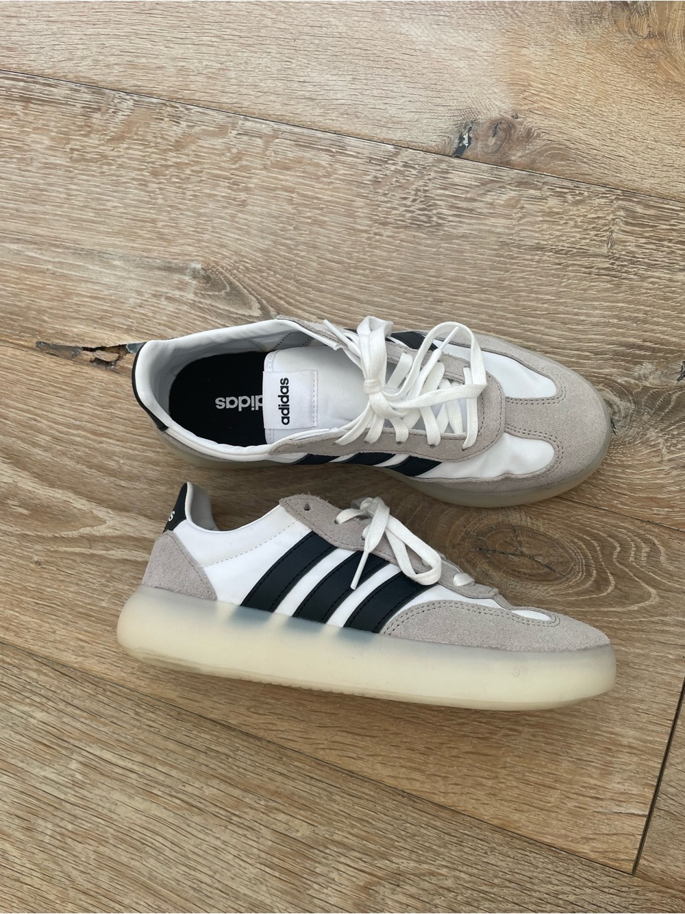 Adidas Samba-style White & Black Sneakers with Cream Sole